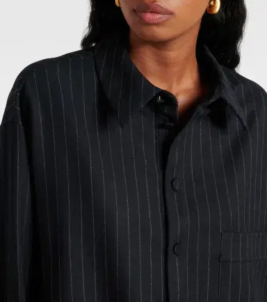 Plan C Pinstripe wool-blend shirt | Thumbnail 2 Plan C Pinstripe wool-blend shirt | Thumbnail 2