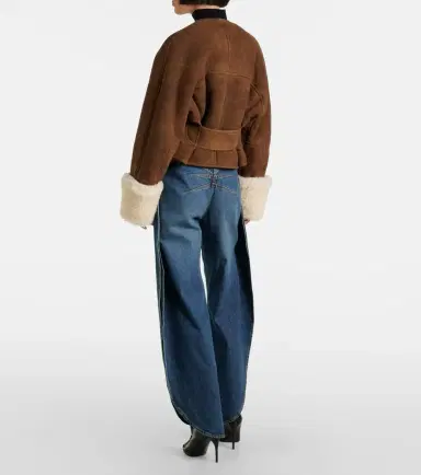 Alaïa Alaïa Shearling-trimmed suede jacket | Thumbnail 3 Alaïa Alaïa Shearling-trimmed suede jacket | Thumbnail 3