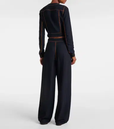 Alaia Alaïa Tailored wool-blend georgette wide-leg pants | Thumbnail 3 Alaia Alaïa Tailored wool-blend georgette wide-leg pants | Thumbnail 3