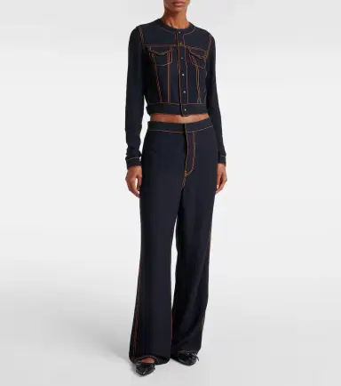 Alaia Alaïa Tailored wool-blend georgette wide-leg pants | Thumbnail 4 Alaia Alaïa Tailored wool-blend georgette wide-leg pants | Thumbnail 4