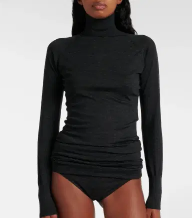 Alaïa Alaïa Draped wool turtleneck bodysuit | Thumbnail 2 Alaïa Alaïa Draped wool turtleneck bodysuit | Thumbnail 2