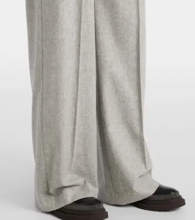 Brunello Cucinelli Wool and cashmere flannel wide-leg pants | Thumbnail 4 Brunello Cucinelli Wool and cashmere flannel wide-leg pants | Thumbnail 4