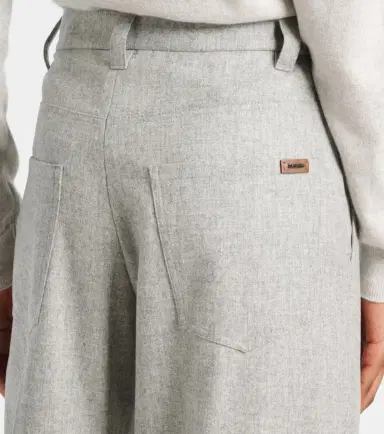Brunello Cucinelli Wool and cashmere flannel wide-leg pants | Thumbnail 6 Brunello Cucinelli Wool and cashmere flannel wide-leg pants | Thumbnail 6