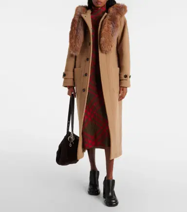Burberry Faux fur-trimmed wool coat | Thumbnail 3 Burberry Faux fur-trimmed wool coat | Thumbnail 3
