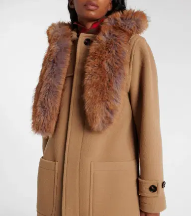 Burberry Faux fur-trimmed wool coat | Thumbnail 4 Burberry Faux fur-trimmed wool coat | Thumbnail 4
