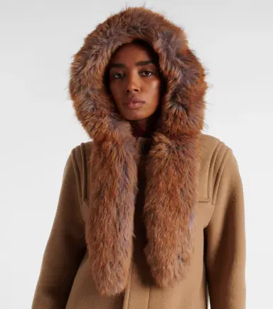 Burberry Faux fur-trimmed wool coat | Thumbnail 5 Burberry Faux fur-trimmed wool coat | Thumbnail 5