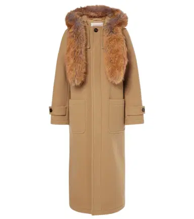 Burberry Faux fur-trimmed wool coat | Thumbnail 1 Burberry Faux fur-trimmed wool coat | Thumbnail 1