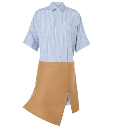 Sacai Melton cotton poplin and wool minidress | Thumbnail 1 Sacai Melton cotton poplin and wool minidress | Thumbnail 1