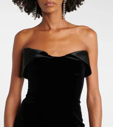 Mugler Satin-trimmed velvet minidress | Thumbnail 2 Mugler Satin-trimmed velvet minidress | Thumbnail 2