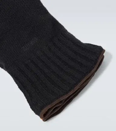 Zegna Leather-trimmed cashmere gloves | Thumbnail 2 Zegna Leather-trimmed cashmere gloves | Thumbnail 2