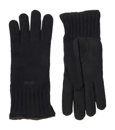 Zegna Leather-trimmed cashmere gloves | Thumbnail 1 Zegna Leather-trimmed cashmere gloves | Thumbnail 1