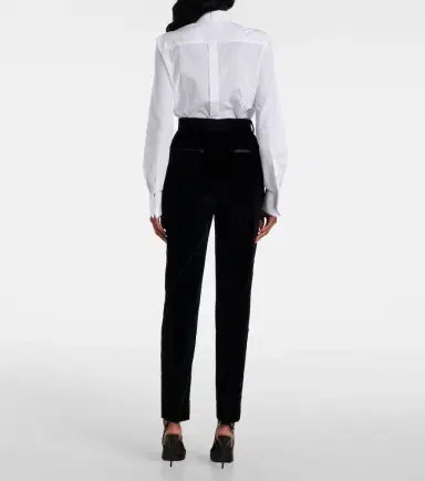 Dolce & Gabbana High-rise cotton-blend velvet tuxedo pants | Thumbnail 3 Dolce & Gabbana High-rise cotton-blend velvet tuxedo pants | Thumbnail 3