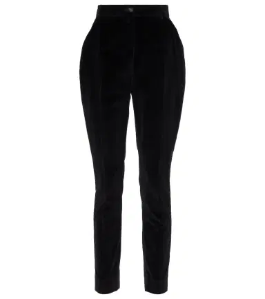 Dolce & Gabbana High-rise cotton-blend velvet tuxedo pants | Thumbnail 1 Dolce & Gabbana High-rise cotton-blend velvet tuxedo pants | Thumbnail 1