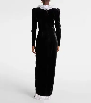 Alessandra Rich Lace-trimmed velvet maxi dress | Thumbnail 5 Alessandra Rich Lace-trimmed velvet maxi dress | Thumbnail 5