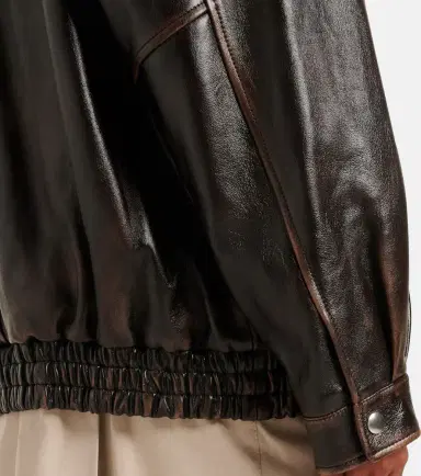 Miu Miu Logo faux shearling-trimmed leather jacket | Thumbnail 4 Miu Miu Logo faux shearling-trimmed leather jacket | Thumbnail 4