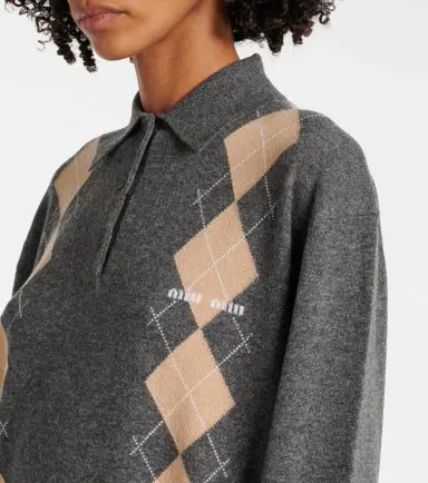 Miu Miu Argyle cashmere sweater | Thumbnail 3 Miu Miu Argyle cashmere sweater | Thumbnail 3