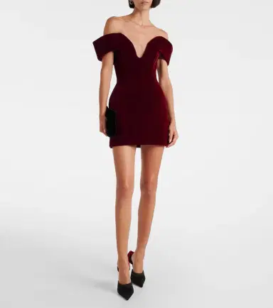 David Koma Off-shoulder velvet minidress | Thumbnail 4 David Koma Off-shoulder velvet minidress | Thumbnail 4