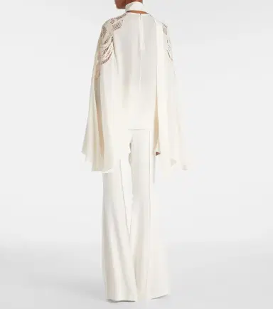 Elie Saab Lace-trimmed tie-neck georgette blouse | Thumbnail 2 Elie Saab Lace-trimmed tie-neck georgette blouse | Thumbnail 2