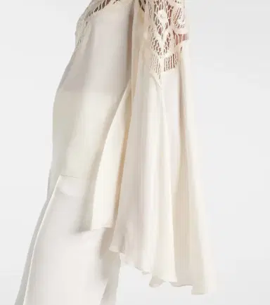 Elie Saab Lace-trimmed tie-neck georgette blouse | Thumbnail 6 Elie Saab Lace-trimmed tie-neck georgette blouse | Thumbnail 6