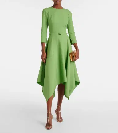Oscar de la Renta Asymmetric wool-blend midi dress | Thumbnail 2 Oscar de la Renta Asymmetric wool-blend midi dress | Thumbnail 2