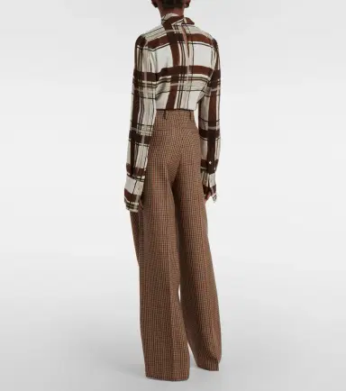 Dries Van Noten Checked wool wide-leg pants | Thumbnail 3 Dries Van Noten Checked wool wide-leg pants | Thumbnail 3