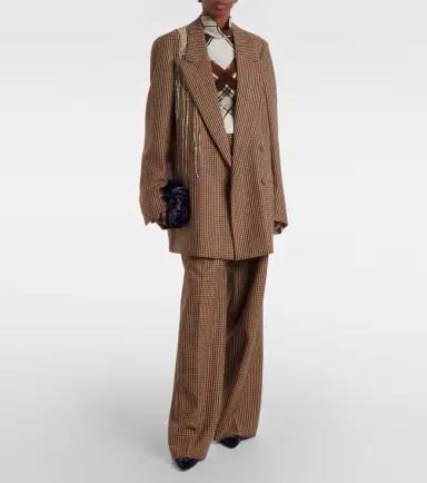 Dries Van Noten Checked wool wide-leg pants | Thumbnail 4 Dries Van Noten Checked wool wide-leg pants | Thumbnail 4