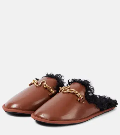 Stella McCartney Ryder teddy-trimmed faux leather mules | Thumbnail 4 Stella McCartney Ryder teddy-trimmed faux leather mules | Thumbnail 4