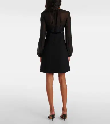 Max Mara Jader sablé and silk georgette minidress | Thumbnail 2 Max Mara Jader sablé and silk georgette minidress | Thumbnail 2