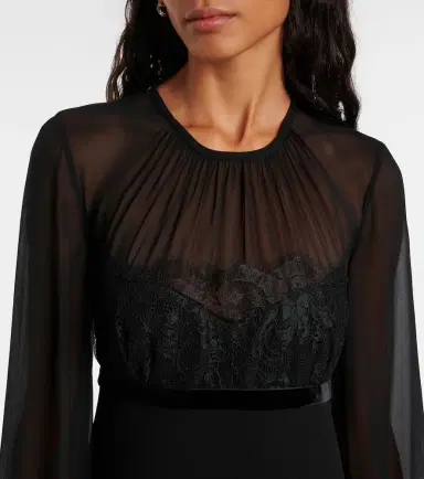 Max Mara Jader sablé and silk georgette minidress | Thumbnail 4 Max Mara Jader sablé and silk georgette minidress | Thumbnail 4