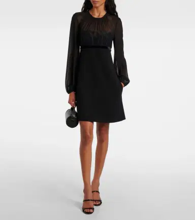 Max Mara Jader sablé and silk georgette minidress | Thumbnail 5 Max Mara Jader sablé and silk georgette minidress | Thumbnail 5
