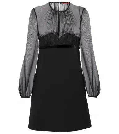 Max Mara Jader sablé and silk georgette minidress | Thumbnail 1 Max Mara Jader sablé and silk georgette minidress | Thumbnail 1
