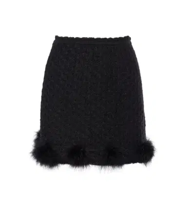 BLUMARINE Feather-trimmed knitted miniskirt | Thumbnail 1 BLUMARINE Feather-trimmed knitted miniskirt | Thumbnail 1