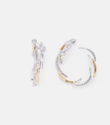 Yeprem Golden Strada 18kt yellow and white gold hoop earrings with diamonds | Thumbnail 2 Yeprem Golden Strada 18kt yellow and white gold hoop earrings with diamonds | Thumbnail 2