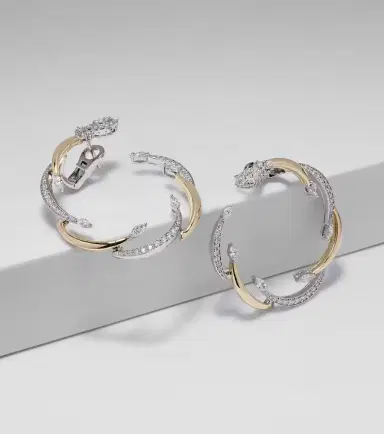 Yeprem Golden Strada 18kt yellow and white gold hoop earrings with diamonds | Thumbnail 3 Yeprem Golden Strada 18kt yellow and white gold hoop earrings with diamonds | Thumbnail 3