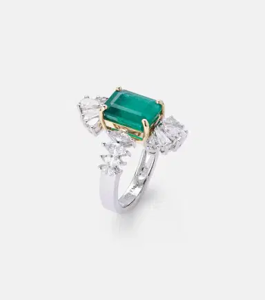 YEPREM Reign Supreme 18kt white gold ring with diamonds and emerald | Thumbnail 2 YEPREM Reign Supreme 18kt white gold ring with diamonds and emerald | Thumbnail 2