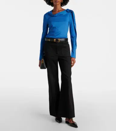 Victoria Beckham Ruched asymmetric jersey top | Thumbnail 2 Victoria Beckham Ruched asymmetric jersey top | Thumbnail 2