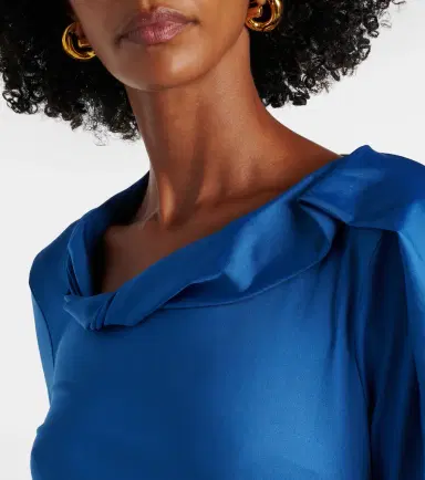 Victoria Beckham Ruched asymmetric jersey top | Thumbnail 4 Victoria Beckham Ruched asymmetric jersey top | Thumbnail 4