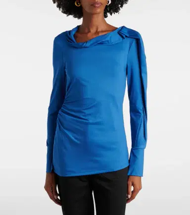 Victoria Beckham Ruched asymmetric jersey top | Thumbnail 6 Victoria Beckham Ruched asymmetric jersey top | Thumbnail 6