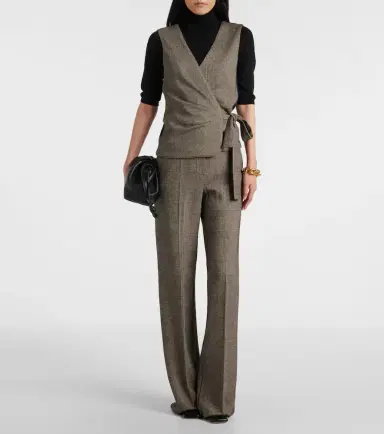 Max Mara Adige houndstooth wool-blend wrap top | Thumbnail 2 Max Mara Adige houndstooth wool-blend wrap top | Thumbnail 2