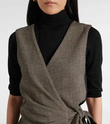 Max Mara Adige houndstooth wool-blend wrap top | Thumbnail 3 Max Mara Adige houndstooth wool-blend wrap top | Thumbnail 3