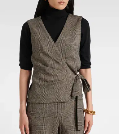 Max Mara Adige houndstooth wool-blend wrap top | Thumbnail 5 Max Mara Adige houndstooth wool-blend wrap top | Thumbnail 5