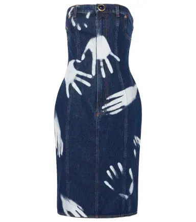 Area Printed strapless denim midi dress | Thumbnail 1 Area Printed strapless denim midi dress | Thumbnail 1