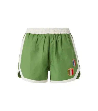 Bode Euro appliqué cotton shorts | Thumbnail 1 Bode Euro appliqué cotton shorts | Thumbnail 1