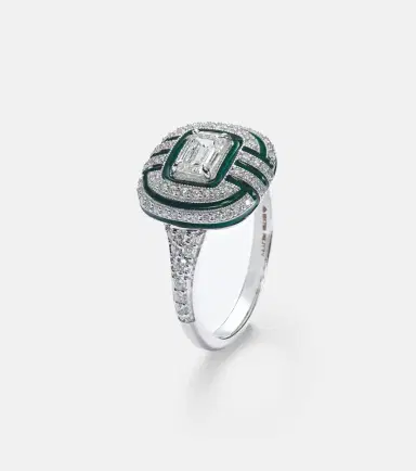 Kamyen Art Deco 18kt white gold and enamel ring with diamonds | Thumbnail 2 Kamyen Art Deco 18kt white gold and enamel ring with diamonds | Thumbnail 2