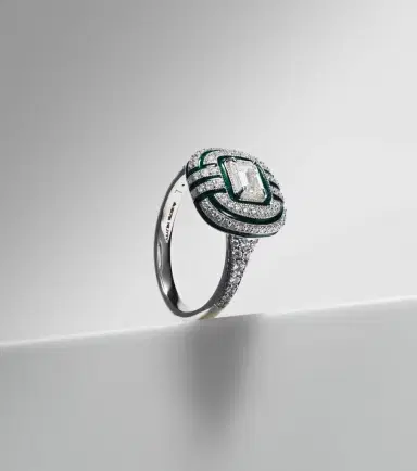 Kamyen Art Deco 18kt white gold and enamel ring with diamonds | Thumbnail 5 Kamyen Art Deco 18kt white gold and enamel ring with diamonds | Thumbnail 5