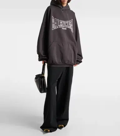 Balenciaga Logo cotton jersey hoodie | Thumbnail 4 Balenciaga Logo cotton jersey hoodie | Thumbnail 4