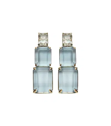 Mateo Arithmetic Composition 14kt gold drop earrings with topaz | Thumbnail 1 Mateo Arithmetic Composition 14kt gold drop earrings with topaz | Thumbnail 1