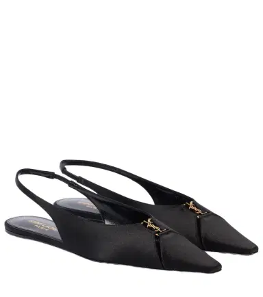 Saint Laurent Babylone crêpe slingback flats | Thumbnail 1 Saint Laurent Babylone crêpe slingback flats | Thumbnail 1