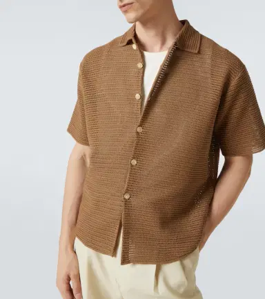 Auralee Knitted cotton mesh shirt | Thumbnail 4 Auralee Knitted cotton mesh shirt | Thumbnail 4