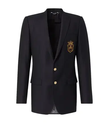 Dolce & Gabbana Patch-appliqué wool and silk blazer | Thumbnail 1 Dolce & Gabbana Patch-appliqué wool and silk blazer | Thumbnail 1